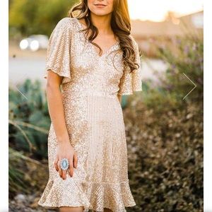Gold sequined dress, size small, NWT